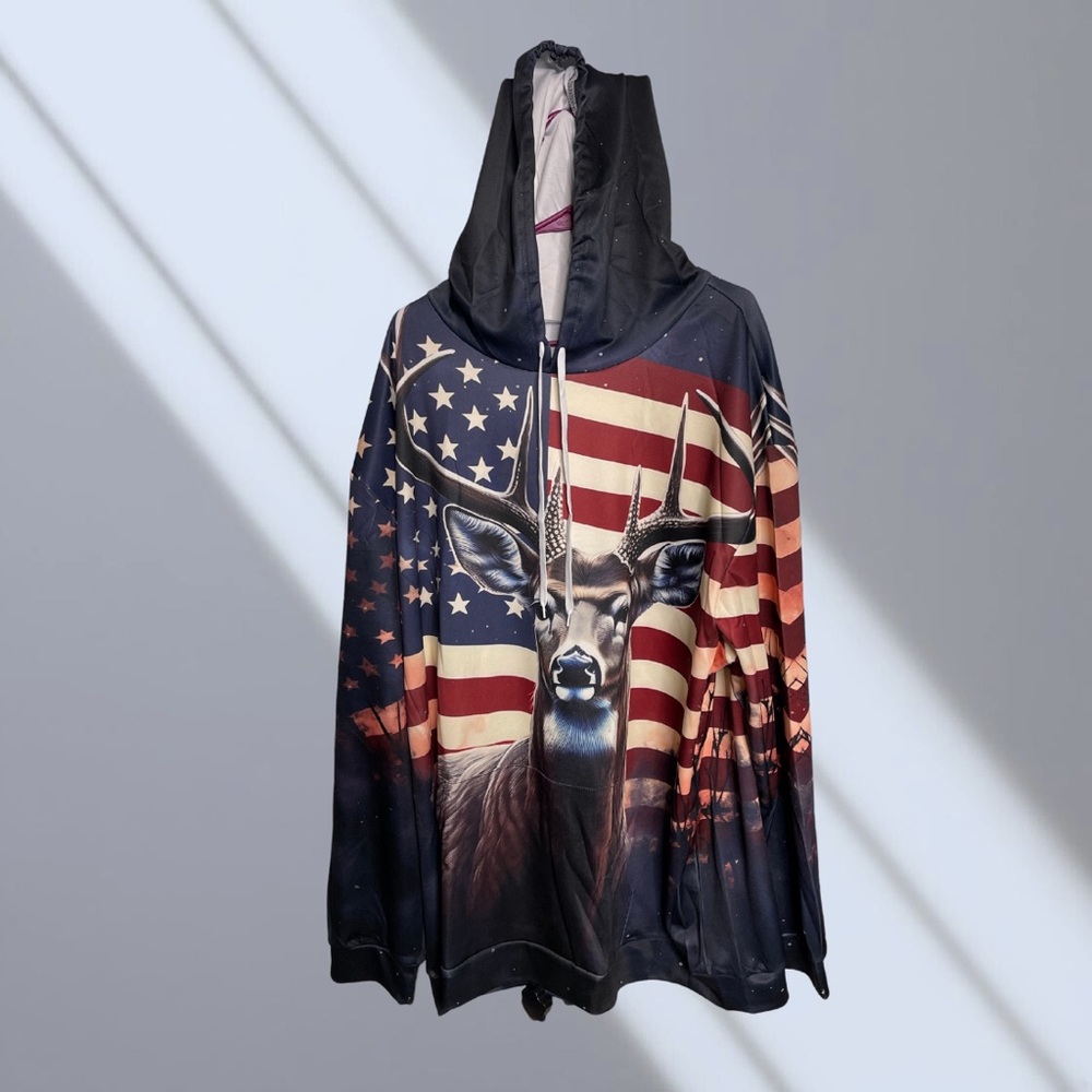 Patriotic Deer Print Hoodie